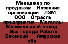 Менеджер по продажам › Название организации ­ ЛЗМ, ООО › Отрасль предприятия ­ Металлы › Минимальный оклад ­ 1 - Все города Работа » Вакансии   . Амурская обл.